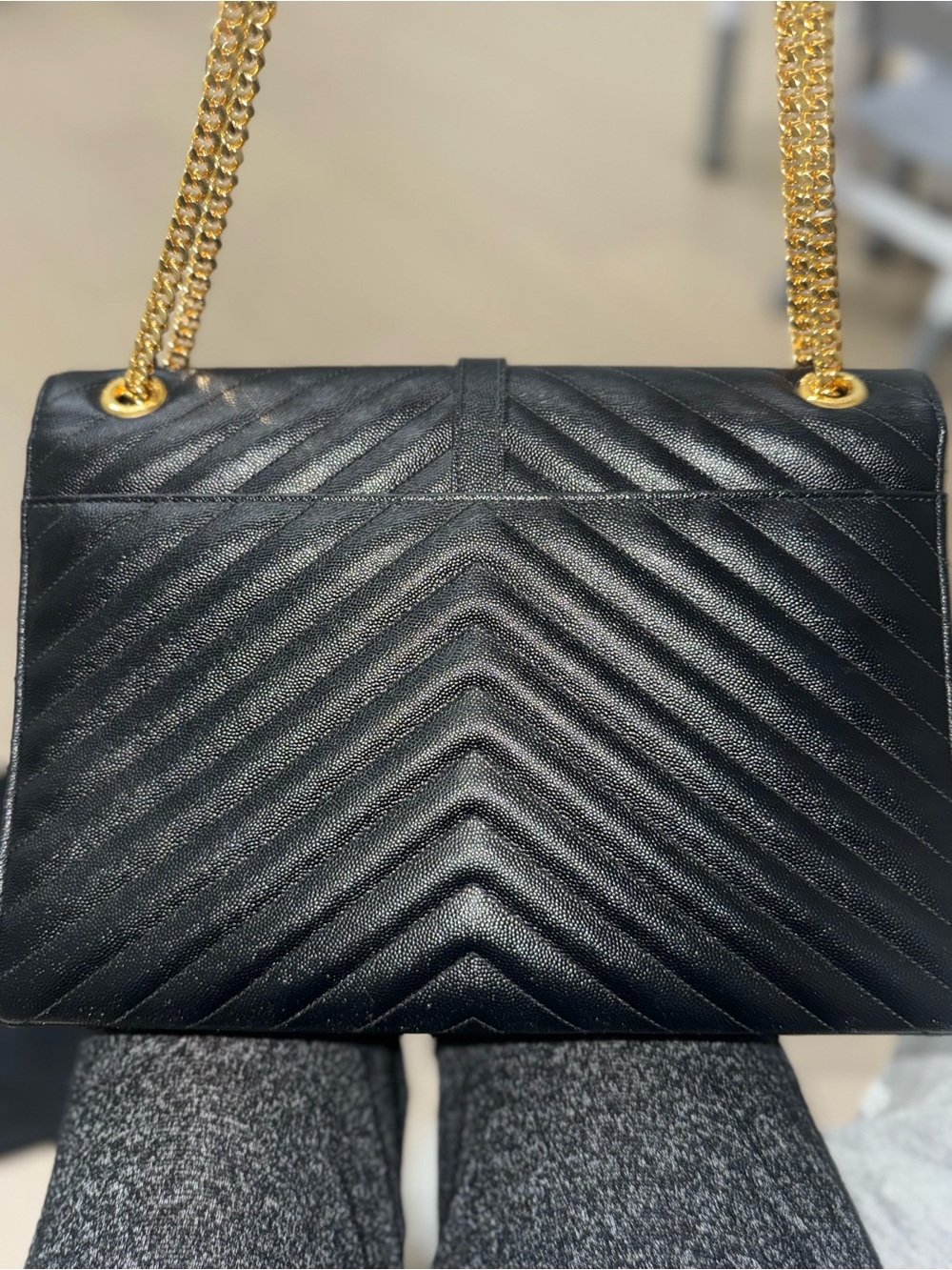 YSL, SAINT LAURENT ENVELOPE LARGE BAG IN MATELASSÉ LEATHER - Picture 8 of 9